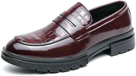 Лоферы кожаные, платформа, Luxury, Round Toe, Бордовый Zentavi