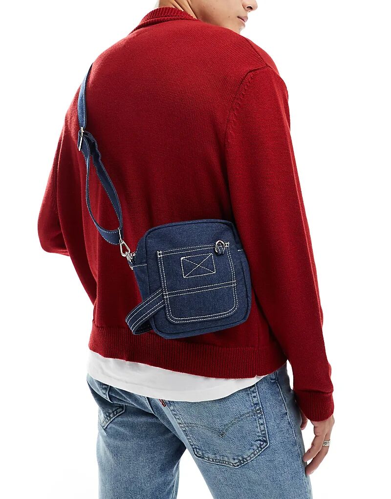 

Сумка через плечо с контрастной строчкой из денима ASOS DESIGN