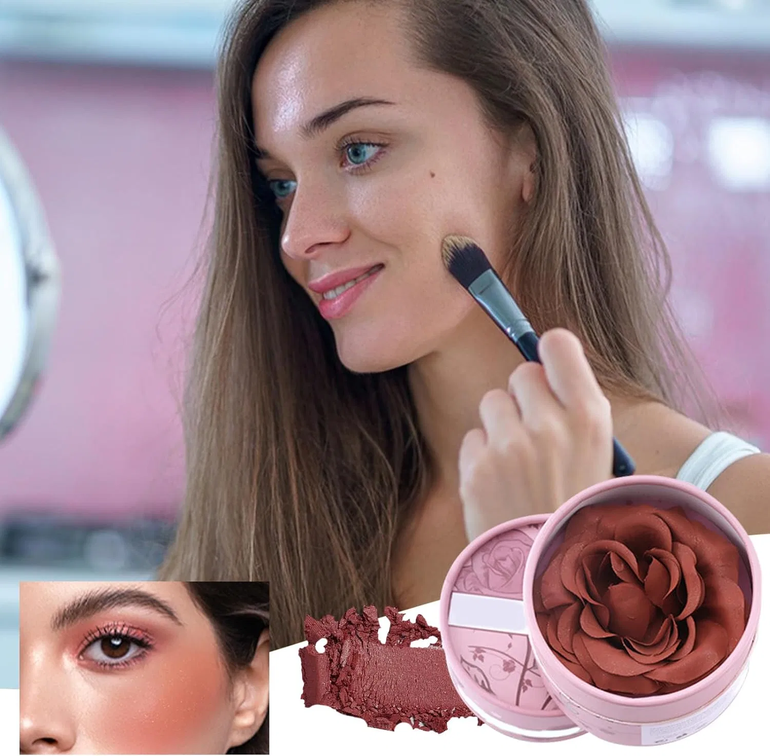 Румяна 3D Rose Blush с ароматом розы, натуральный оттенок 6#, 3.5g — фото 2