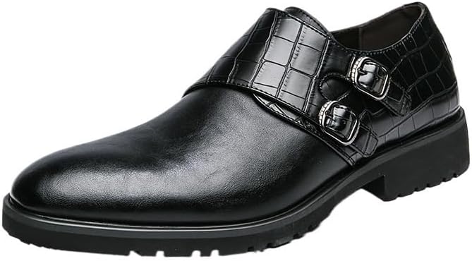 

Мужские классические кожаные туфли с двойной пряжкой-монах, повседневные деловые оксфорды, кожаные лоферы, для повседневной носки, вождения, свадеб и вечеринок Zestrelax, черный