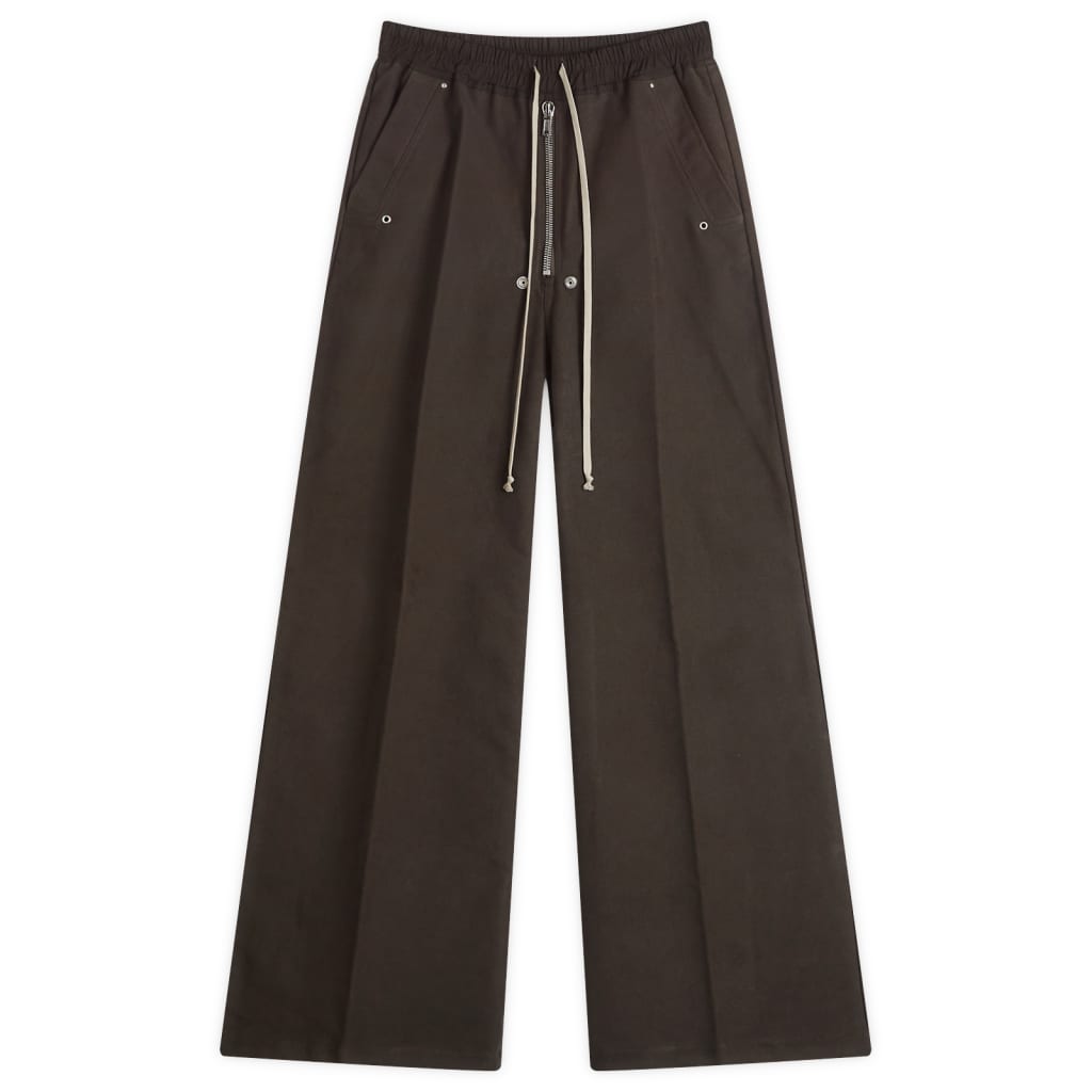 

Брюки Bela широкие из утепленной саржи с начесом Rick Owens, цвет dark dust