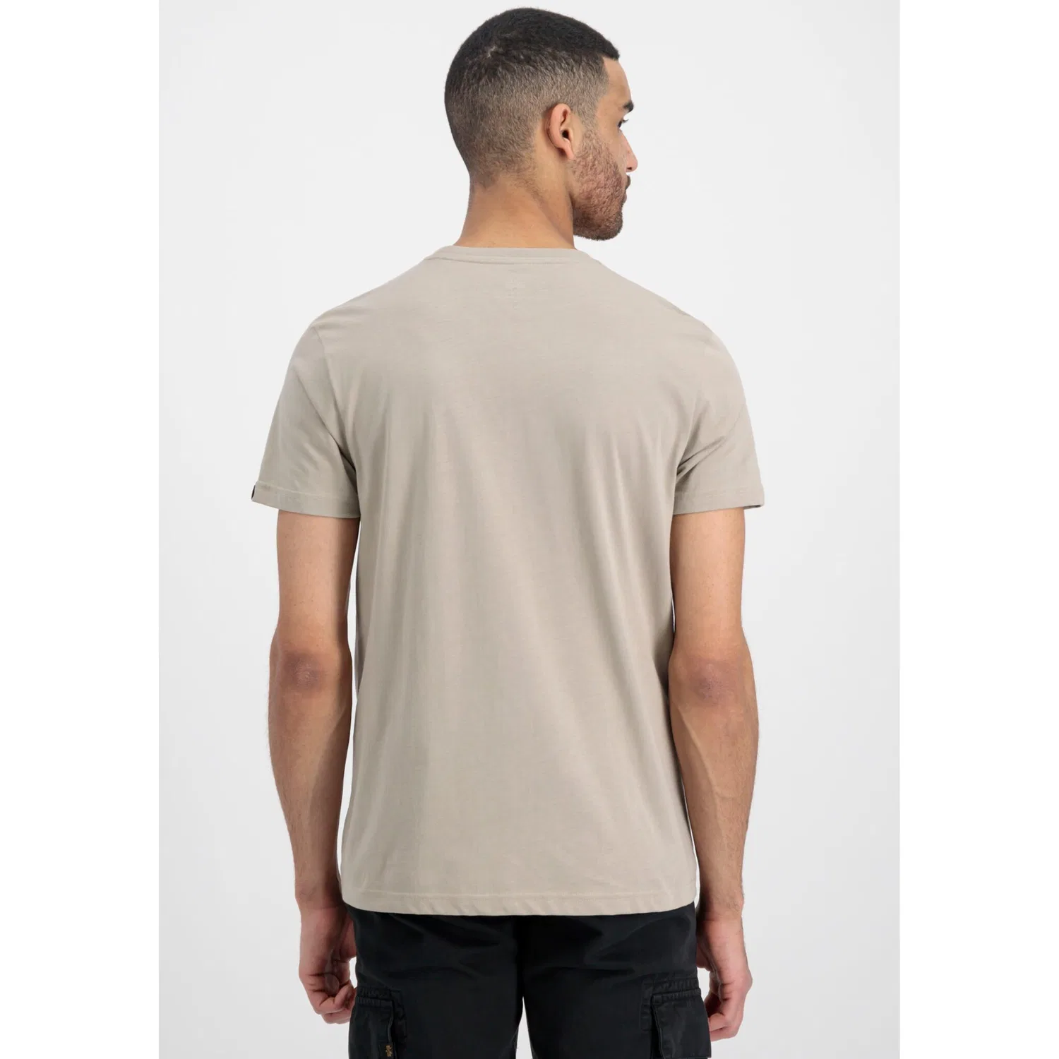 Детская хлопковая облегающая футболка с принтом Alpha Industries, Vintage Sand — фото 3