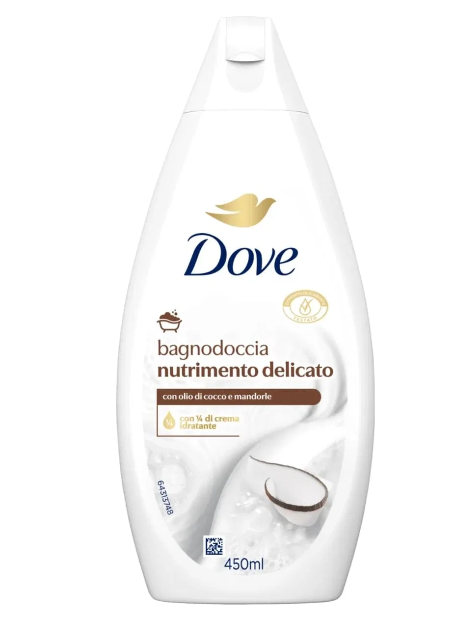 Гель для душа Delicate Nourishing, Dove, набор 6 шт., 2700 мл, Coconut