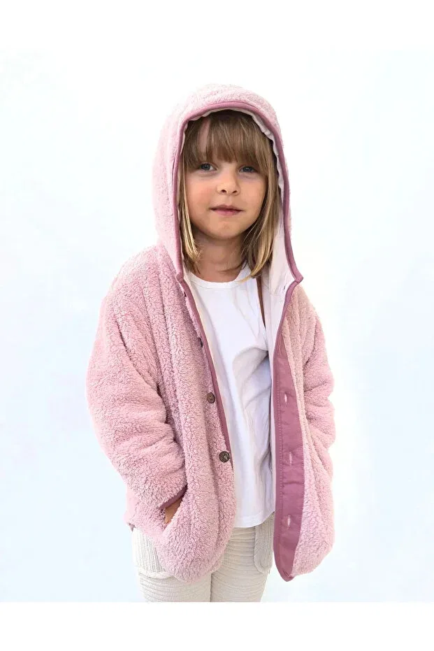 Розовая куртка с капюшоном на подкладке из искусственного меха My Lorin Kids Store — фото 2