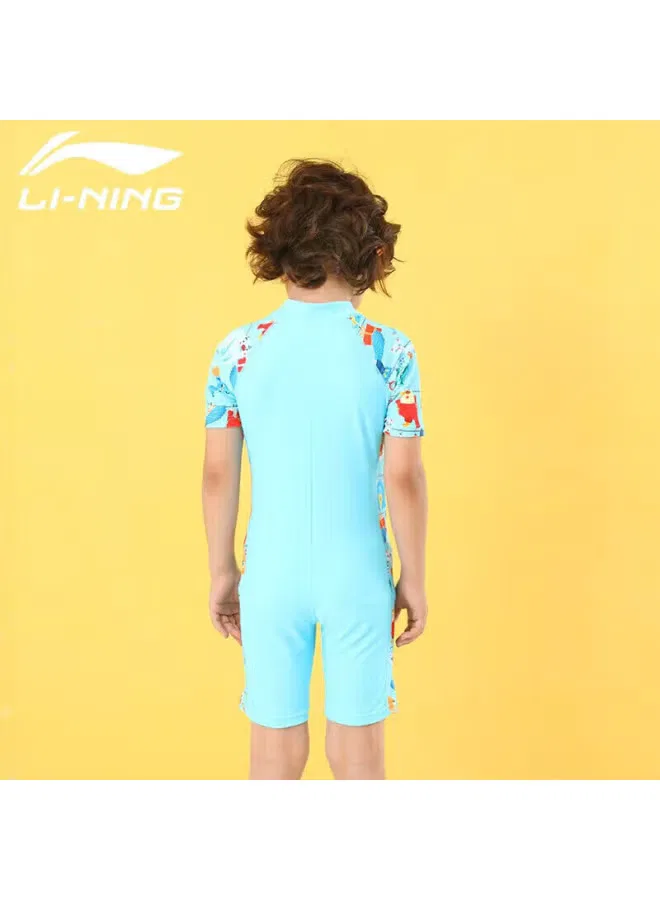 Купальник детский с коротким рукавом Li-Ning, синий — фото 4