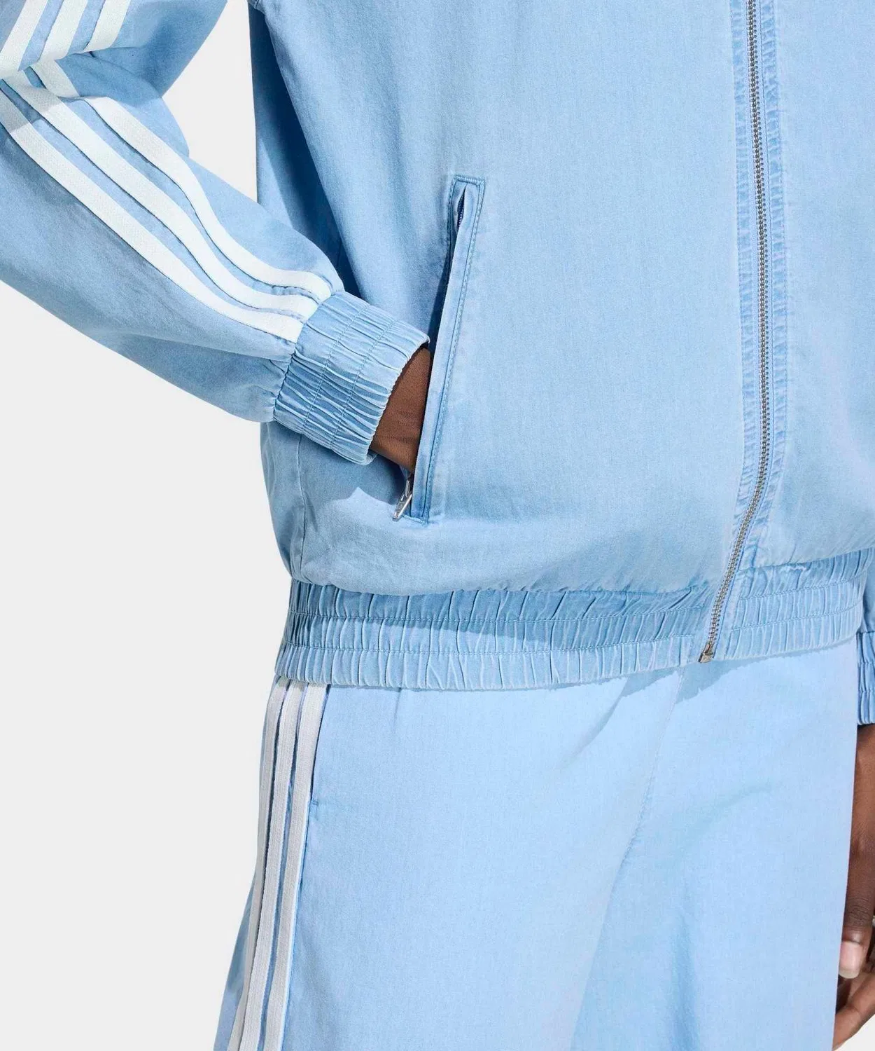 Женский джинсовый трек-топ с воротником-хоботом, Firebird Adidas, Blue — фото 4