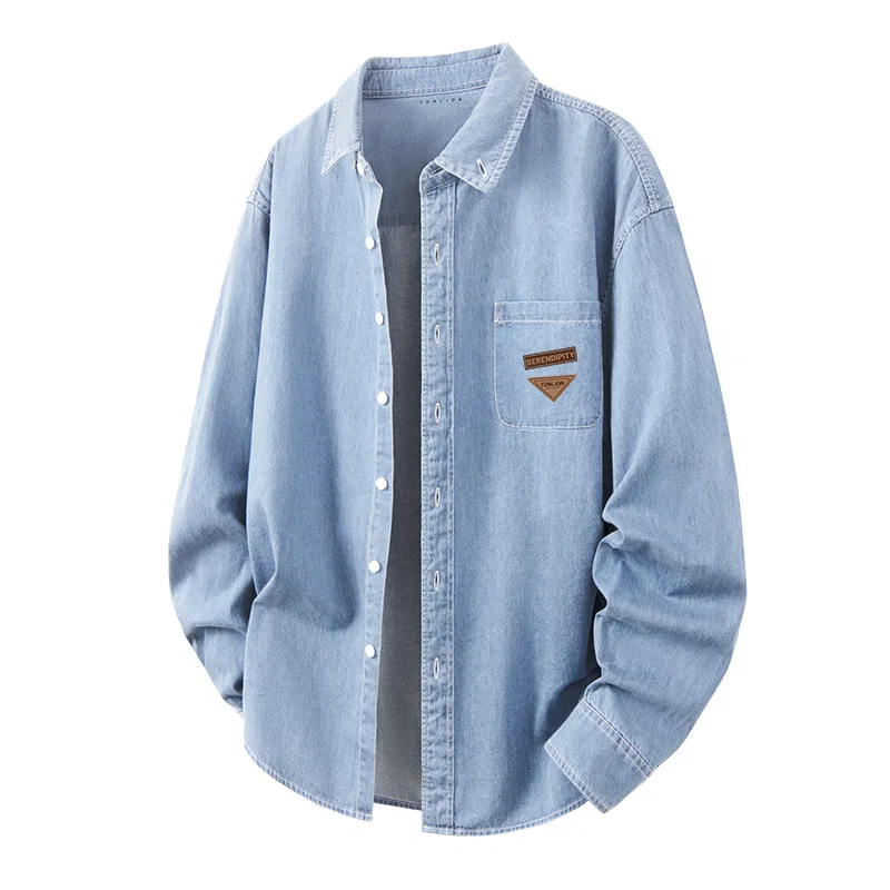 Детская рубашка из денима с воротником Tonlion, Light Blue