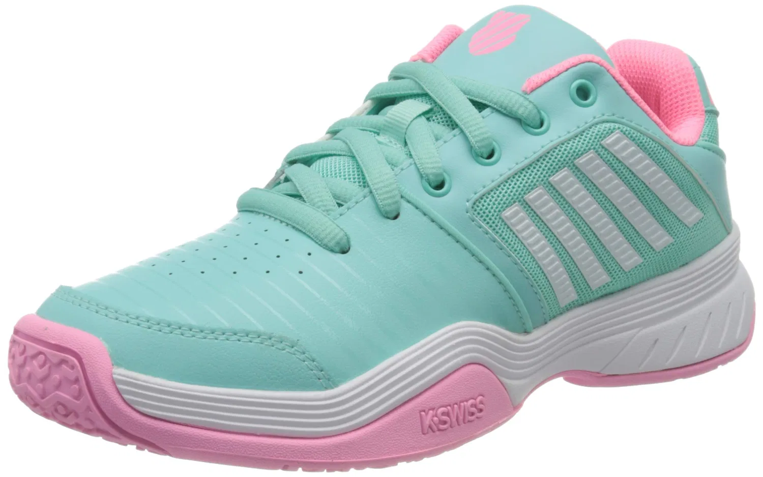Детские теннисные туфли для девочек Court Express Omni K-Swiss, Blue Aruba Blue Soft Neon Pink White 437