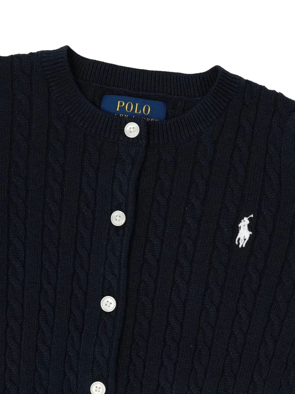 Вязаный кардиган с вышитым логотипом Polo Ralph Lauren Kids, синий — фото 3