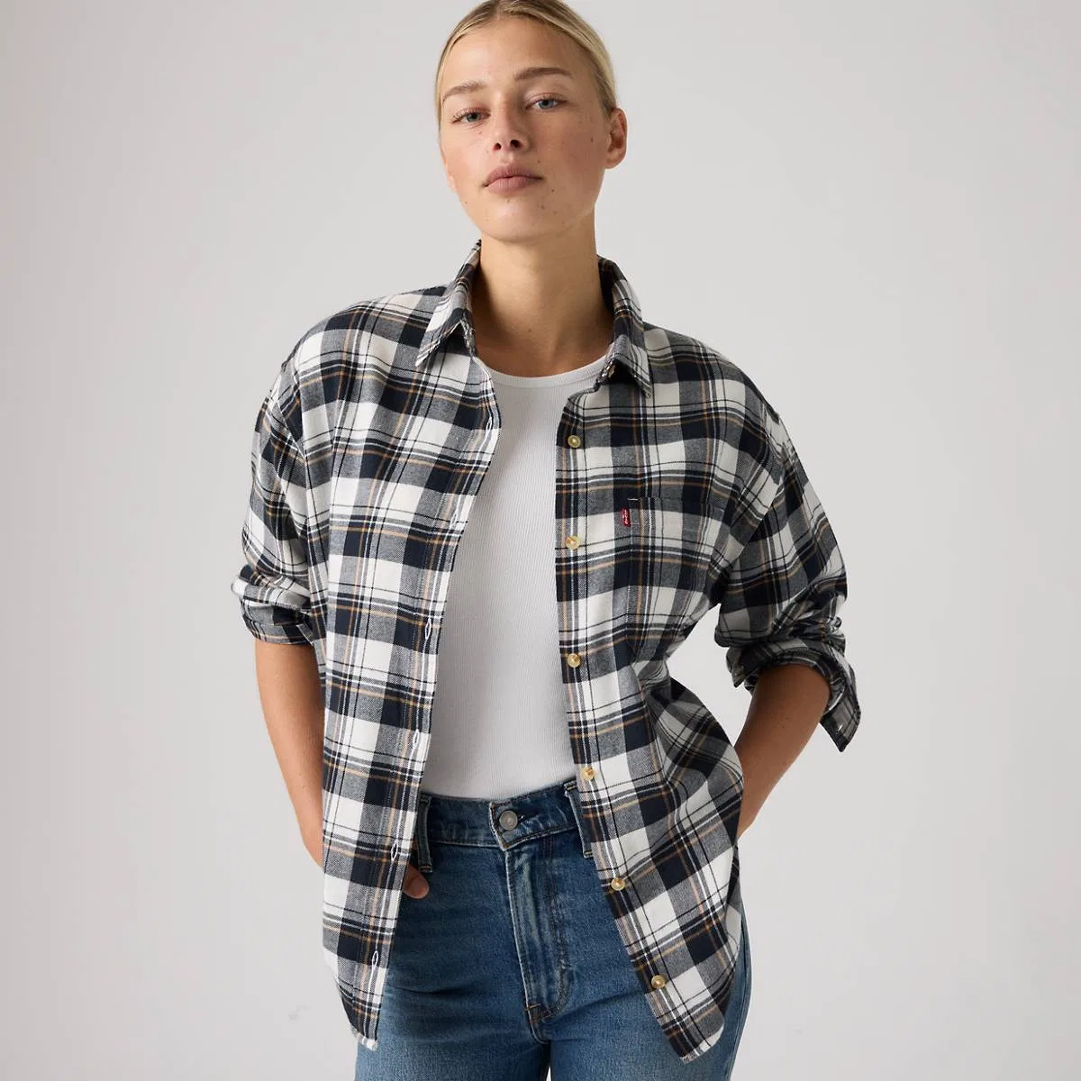 Фланелевая рубашка на пуговицах Nash Levi's, Caro Plaid Anthracite Night - Black