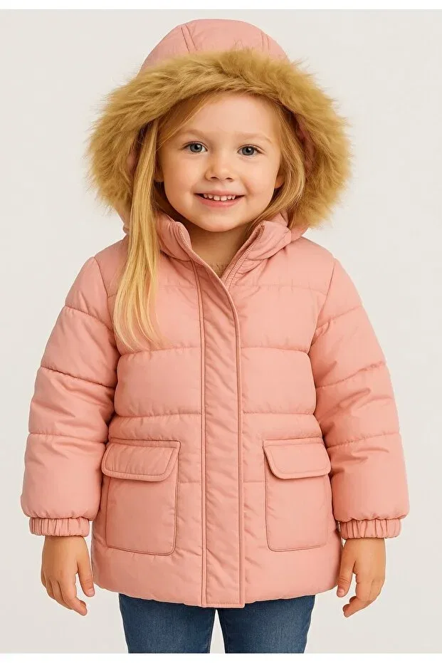 Детское зимнее пальто для девочек с капюшоном Rbgstore, Pink