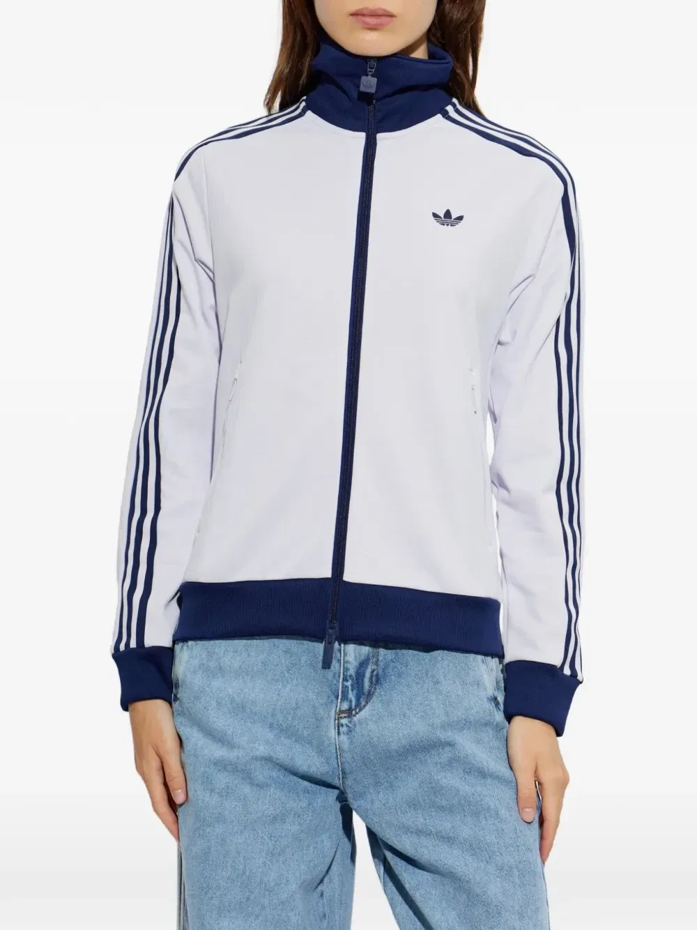 Толстовка на молнии с вышитым логотипом Adidas, белый — фото 3