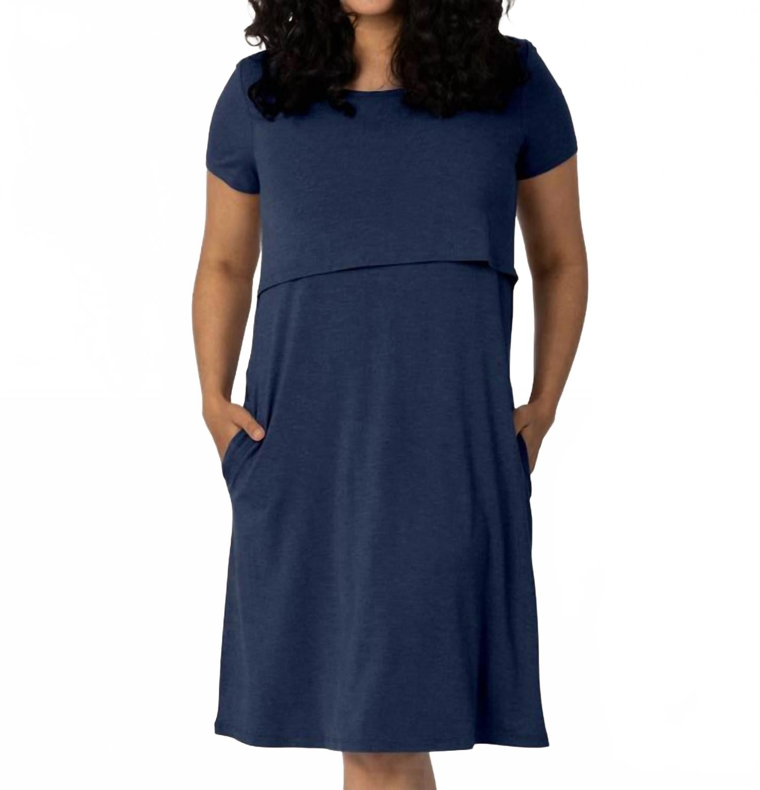 

Бамбуковое платье для беременных и кормления в цвете Navy Kindred Bravely