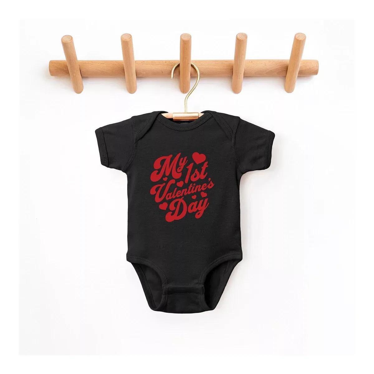 Детский боди с коротким рукавом First Valentine's Cursive The Juniper Shop, Black