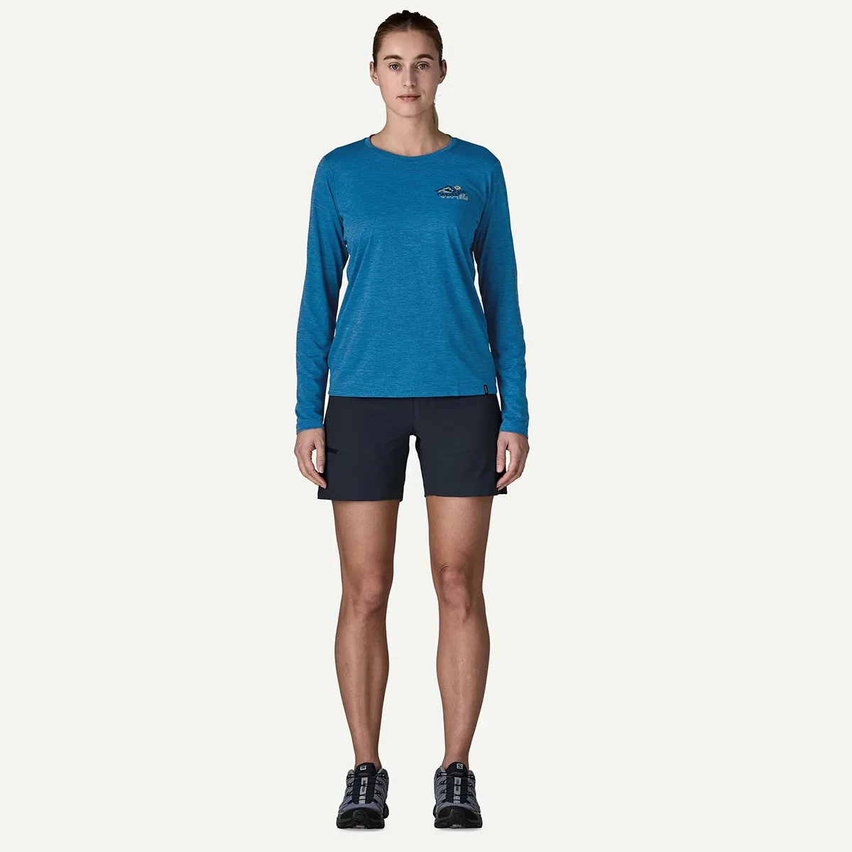 Женская футболка с длинным рукавом Capilene Cool Daily Trailcheck Long-Sleeve Shirt Patagonia, Aquatic Blue/Light Aquatic Blue X-Dye — фото 4
