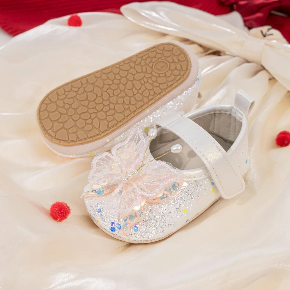 Детские туфли Мэри Джейн для девочек с бантом HsdsBebe, White — фото 3
