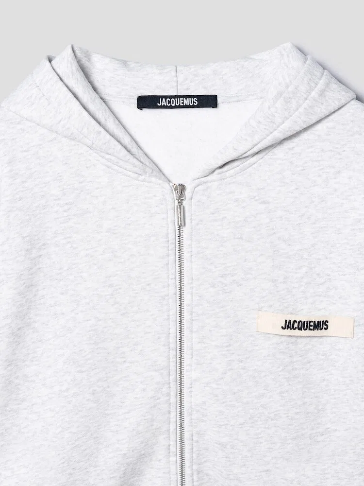 Худи на молнии с лого-лентой JACQUEMUS, Silver — фото 3