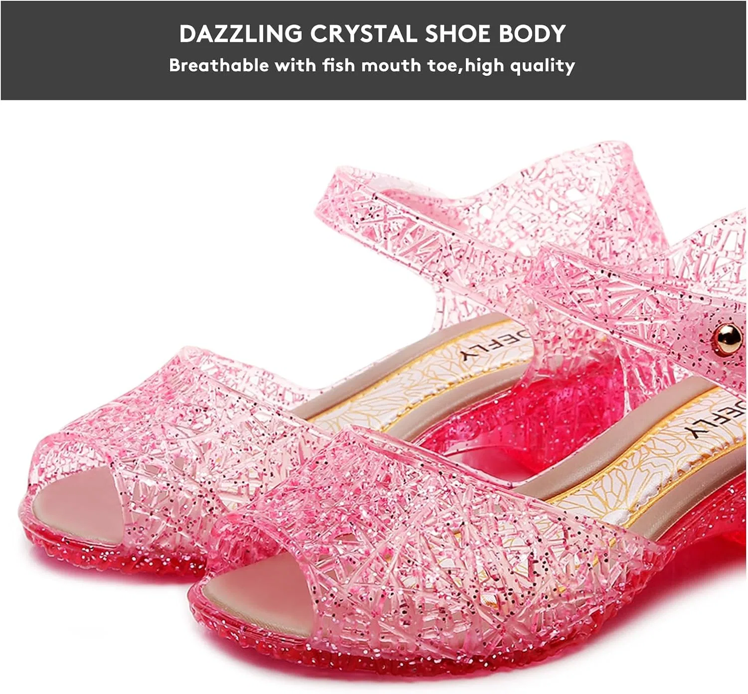 Детские туфли для девочек с блестками Princess Jelly Flats TANDEFLY, Pink — фото 2