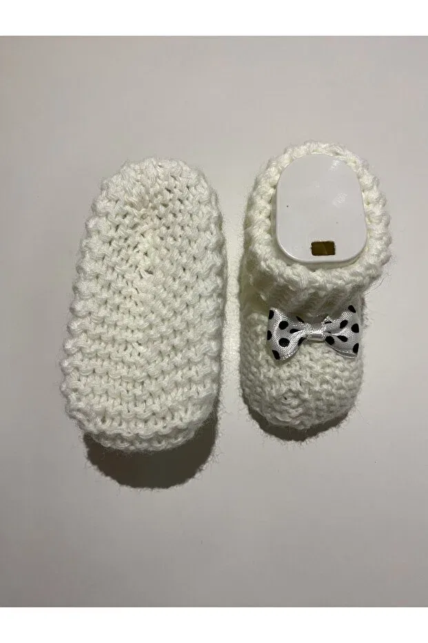 Детские пинетки для новорожденных вязаные Sırma Baby, White — фото 3