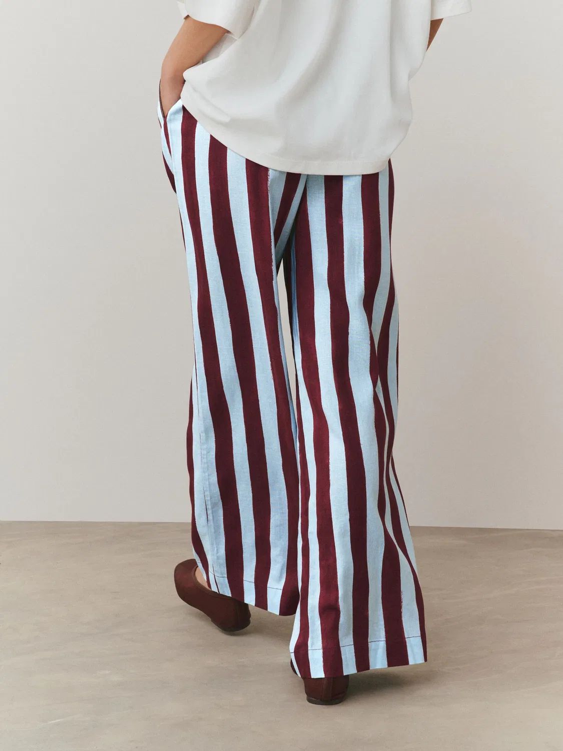 Брюки широкие Neutral/Stripe Next, нейтральный/полоска — фото 4