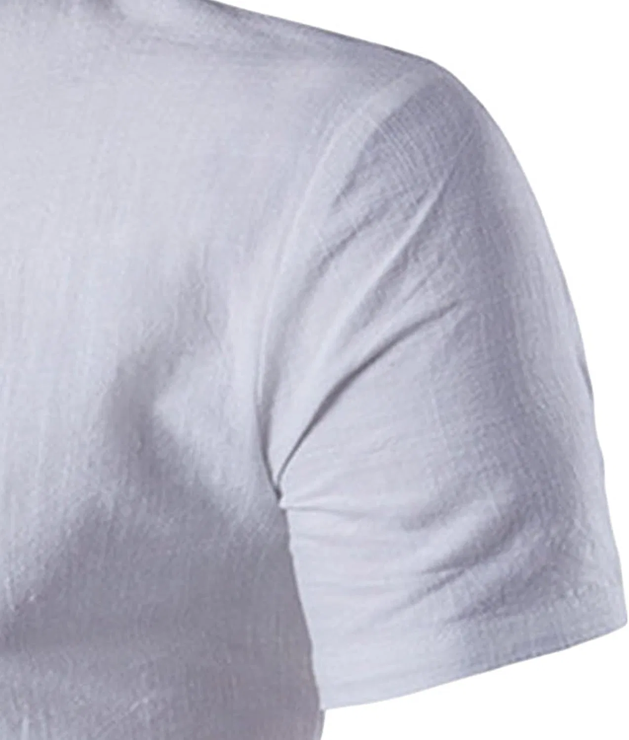Мужская хлопковая футболка с V-образным вырезом Henley, White — фото 2