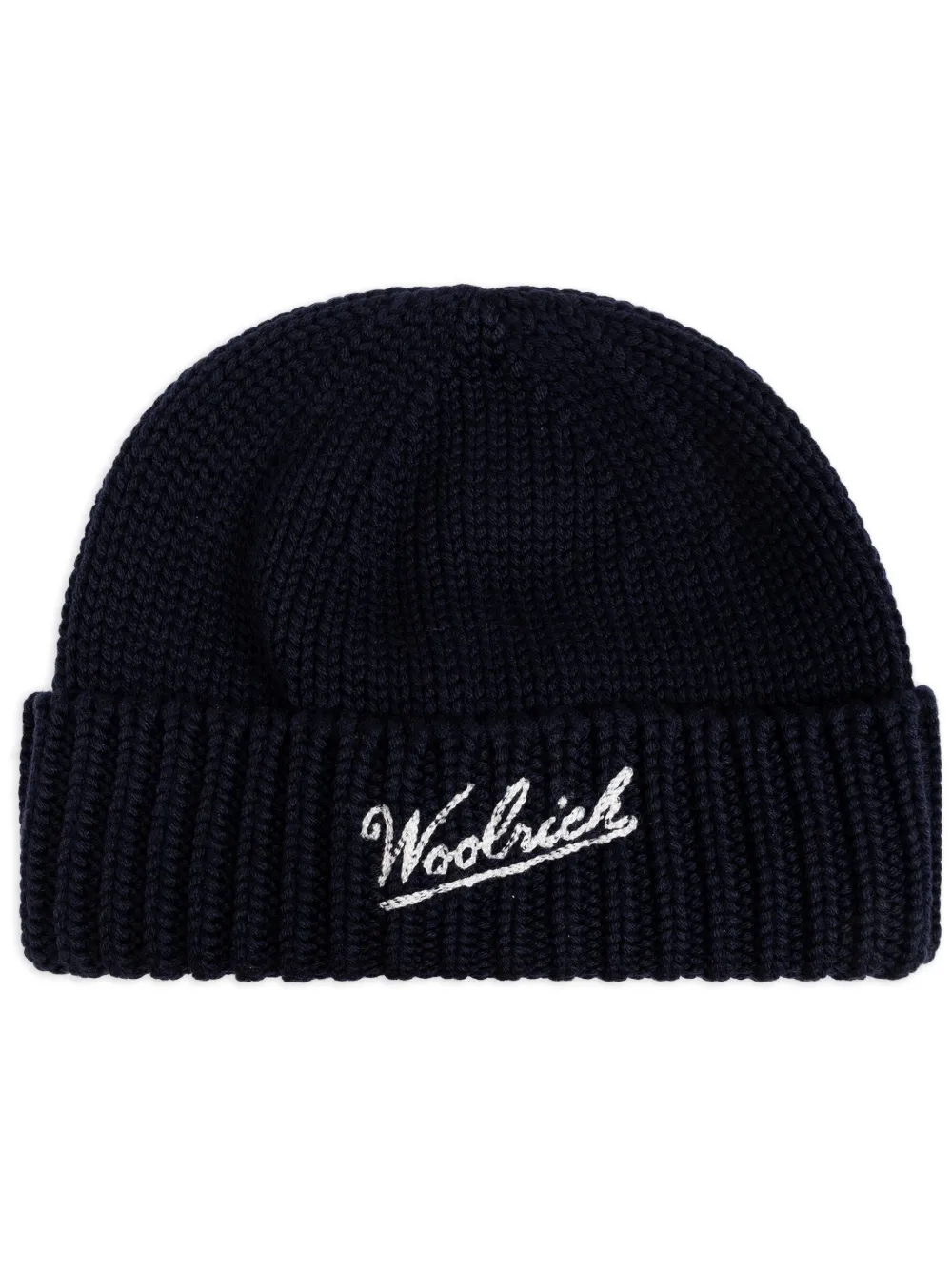 

Шапка бини вязки интарсия с логотипом WOOLRICH, синий