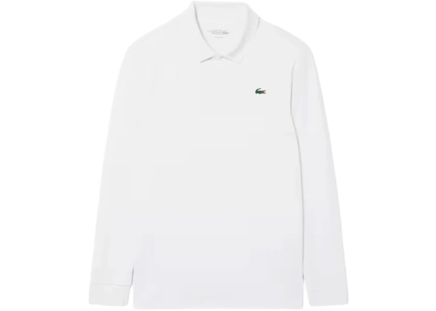 Поло Lacoste мужское с длинным рукавом, технология Ultra Dry, белый
