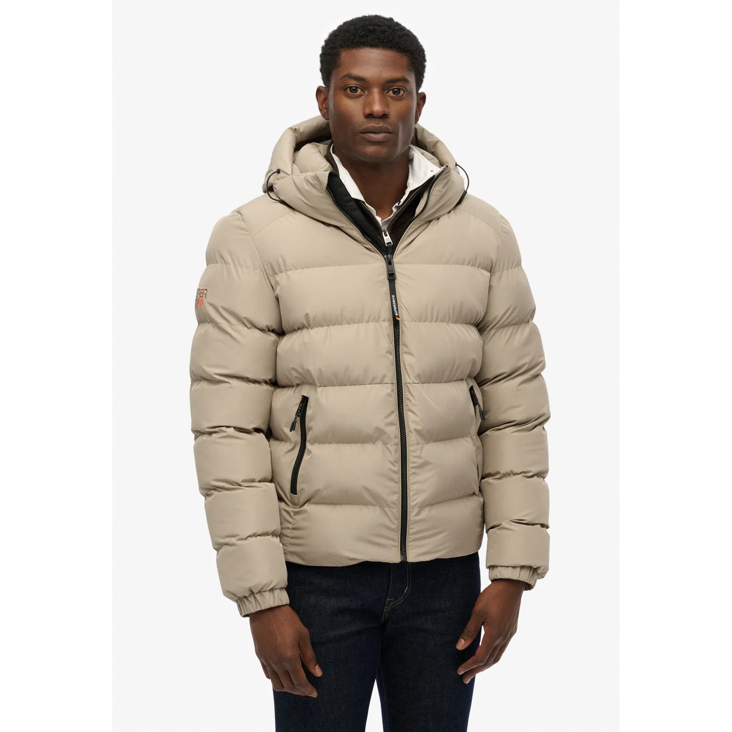 Мужская стеганая куртка с капюшоном Superdry, Beige