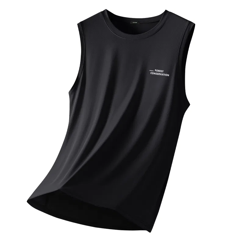 Детский топ без рукавов с защитой UPF50+ MINISO, Black (Mb Forest with White Logo)