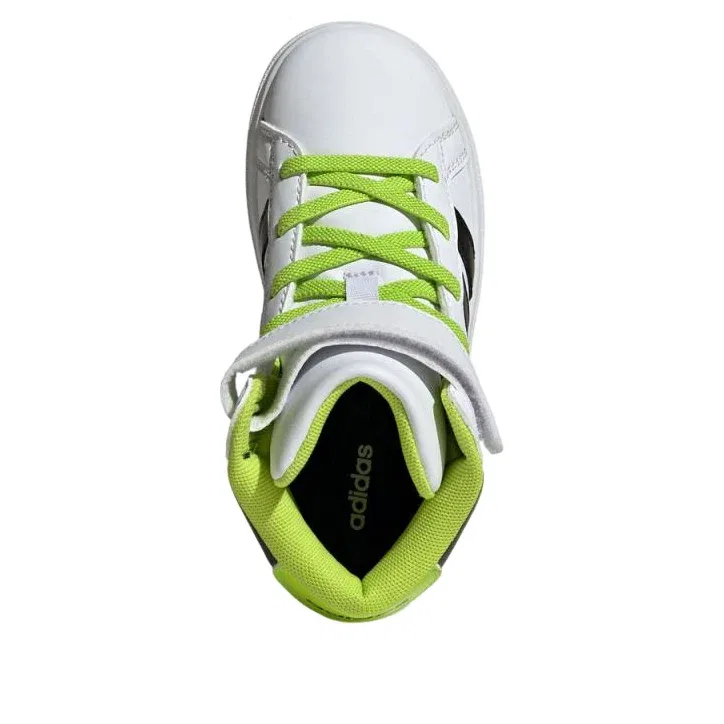 Детские кроссовки с кожаным верхом Grand Court Mid 'White Black Volt' adidas, White/Black/Volt — фото 4