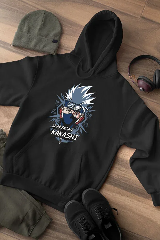 Детское худи для девочек с принтом Kakashi Widi, Black