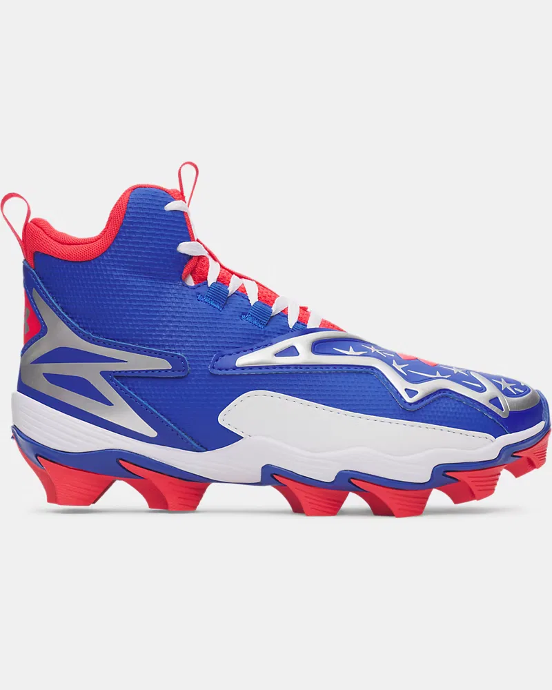 Детские бейсбольные шиповки с легким синтетическим верхом UA Harper 11 RM Jr. USA UnderArmour, White/Team Royal/Racer Red — фото 2