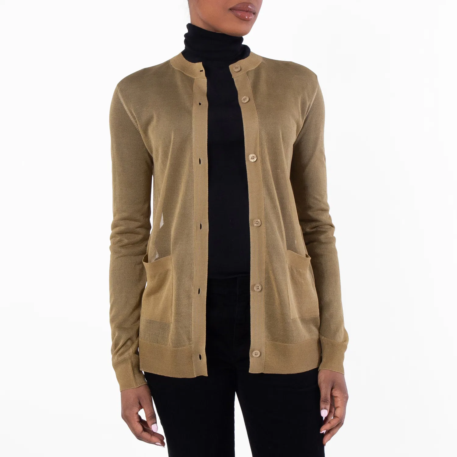 Кардиган полупрозрачный с длинным рукавом Sheer Silk Cardigan Saint Laurent