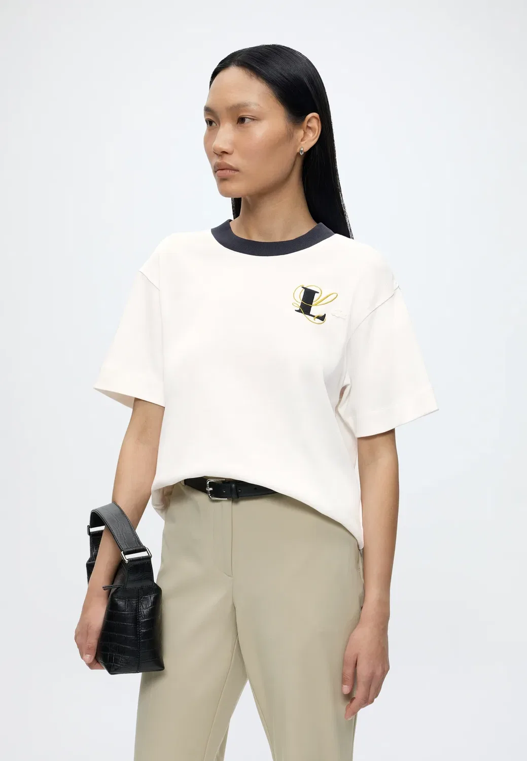 Футболка свободного кроя - базовая футболка Lacoste, White — фото 4