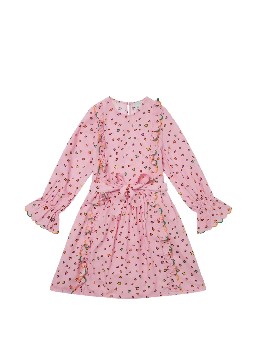 Платье с оборками и принтом в виде звезд Stella McCartney Kids, розовый