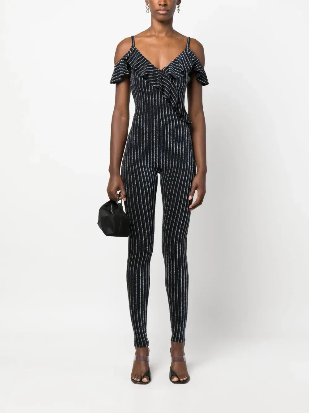 Комбинезон с V-образным вырезом и блестками Dsquared2, черный — фото 2