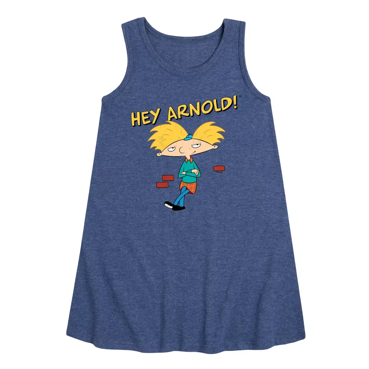 Детское платье-трапеция без рукавов с принтом Cool Arnold Hey Arnold! Heather Navy