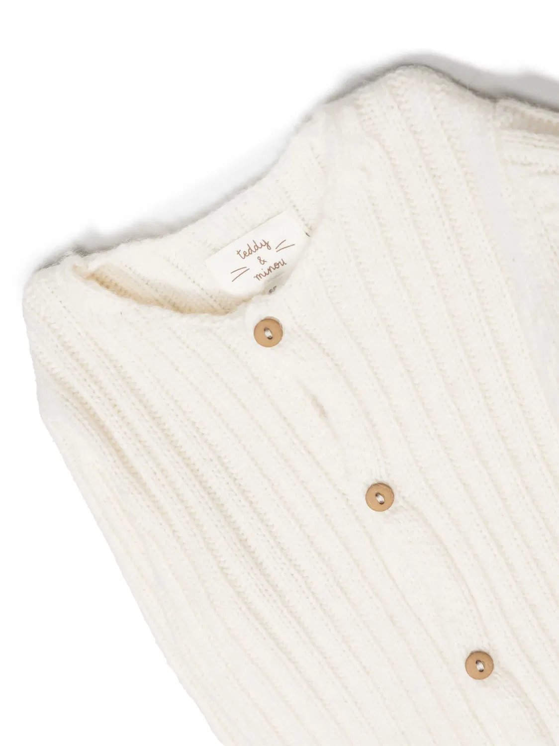 Кардиган с длинными рукавами в рибану TEDDY & MINOU, белый — фото 3
