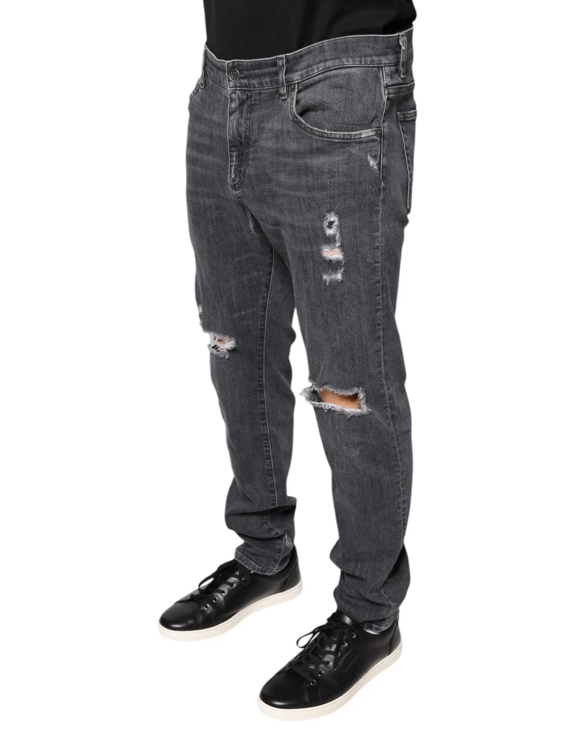 Мужские джинсы скинни с потертостями Denim Jeans Dolce & Gabbana, Dark Gray — фото 3