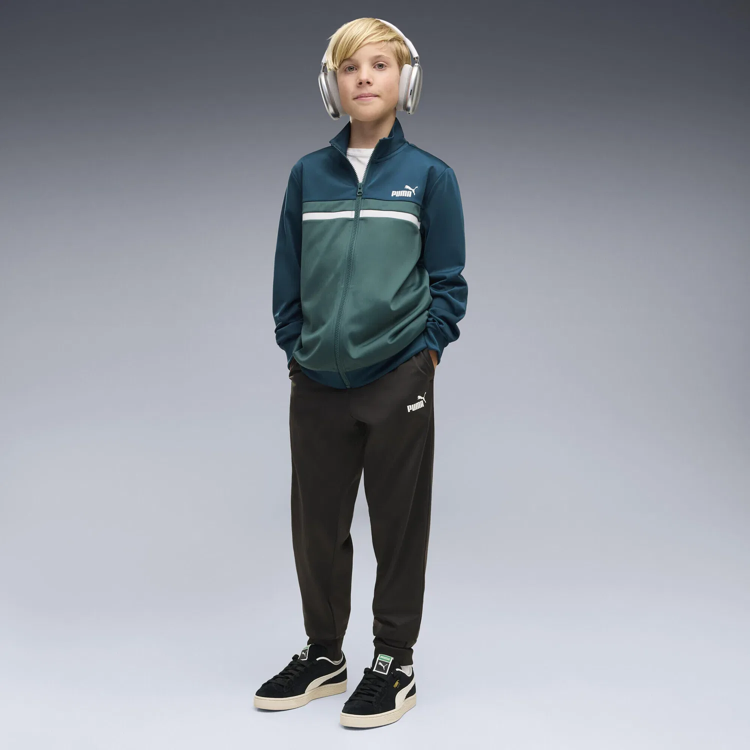 Детский спортивный костюм с цветовой блокировкой Colourblocked Trainingsanzug Jungen PUMA, Petrolblau — фото 2