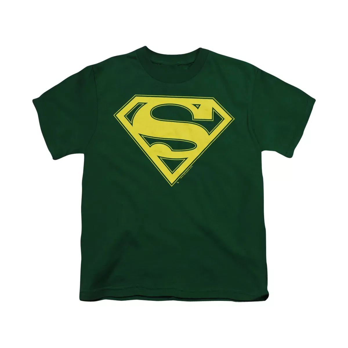 Детская футболка с принтом Superman Yellow & Green Shield T-Shirt Superman, Hunter Green