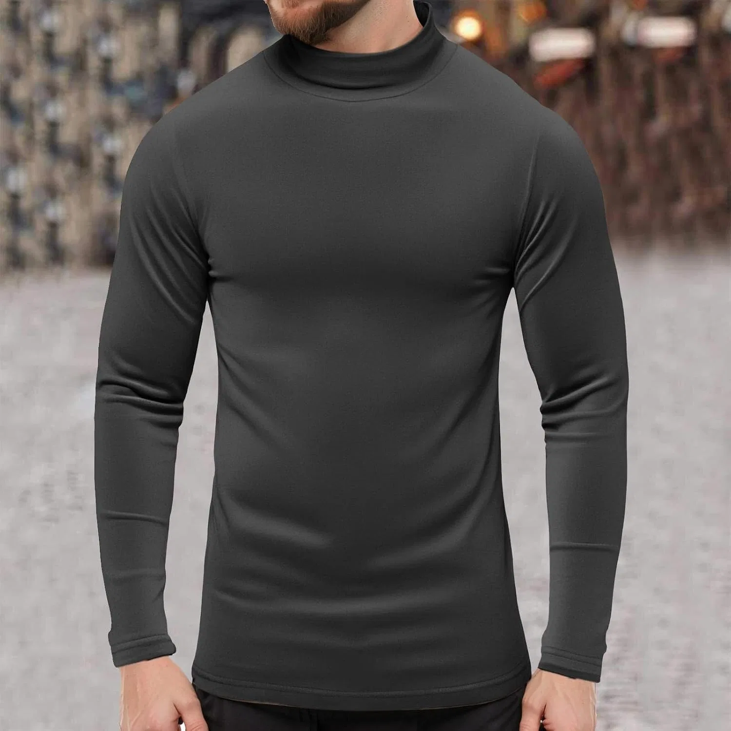 Мужская длинная футболка с ложной горловиной Athleisure, Grey — фото 3