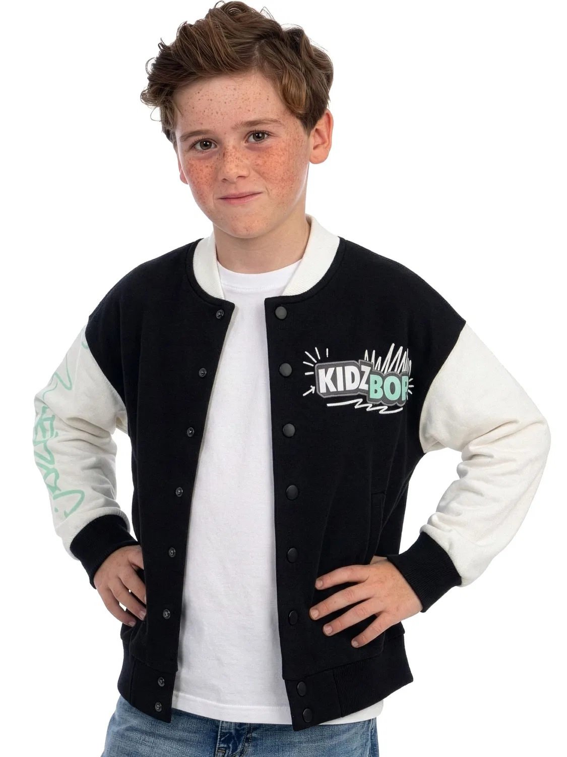 Бомбер Kidz Bop, вышивка Character, черный — фото 4