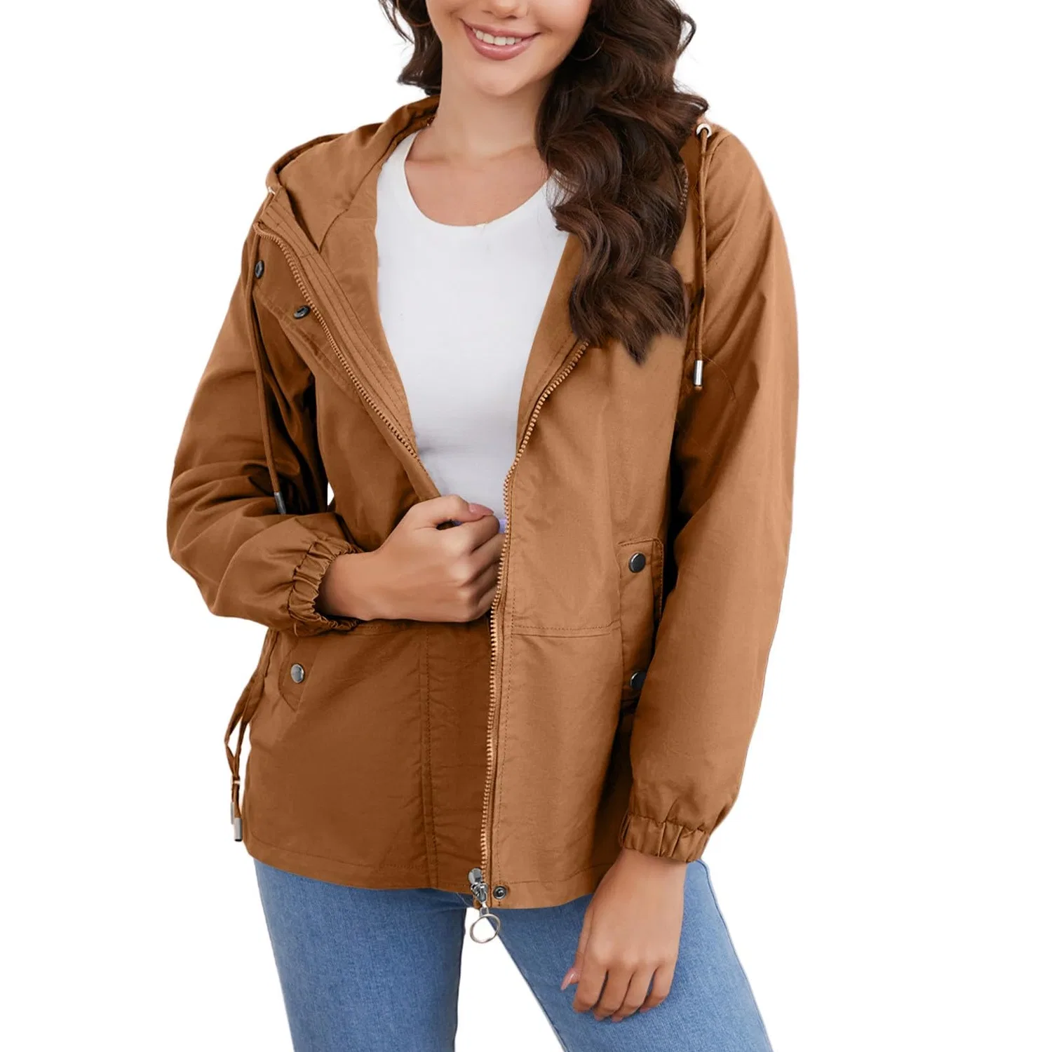 Женская дождевик-пончо с капюшоном Windbreaker Jacket, Caff