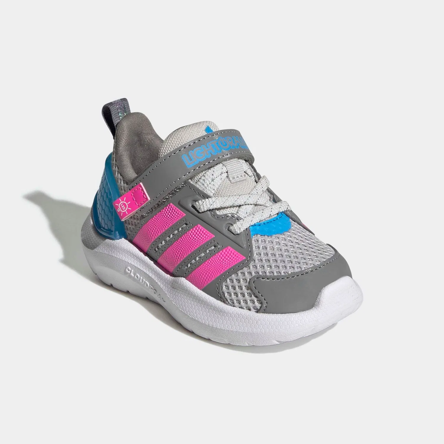 Детские кроссовки с LED-подсветкой Adidas Sportswear, Grey One/Lucid Pink/Lucid Aquamarine