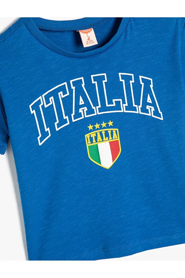 Детская футболка с принтом sporty themed italy printed Koton, Blue — фото 3