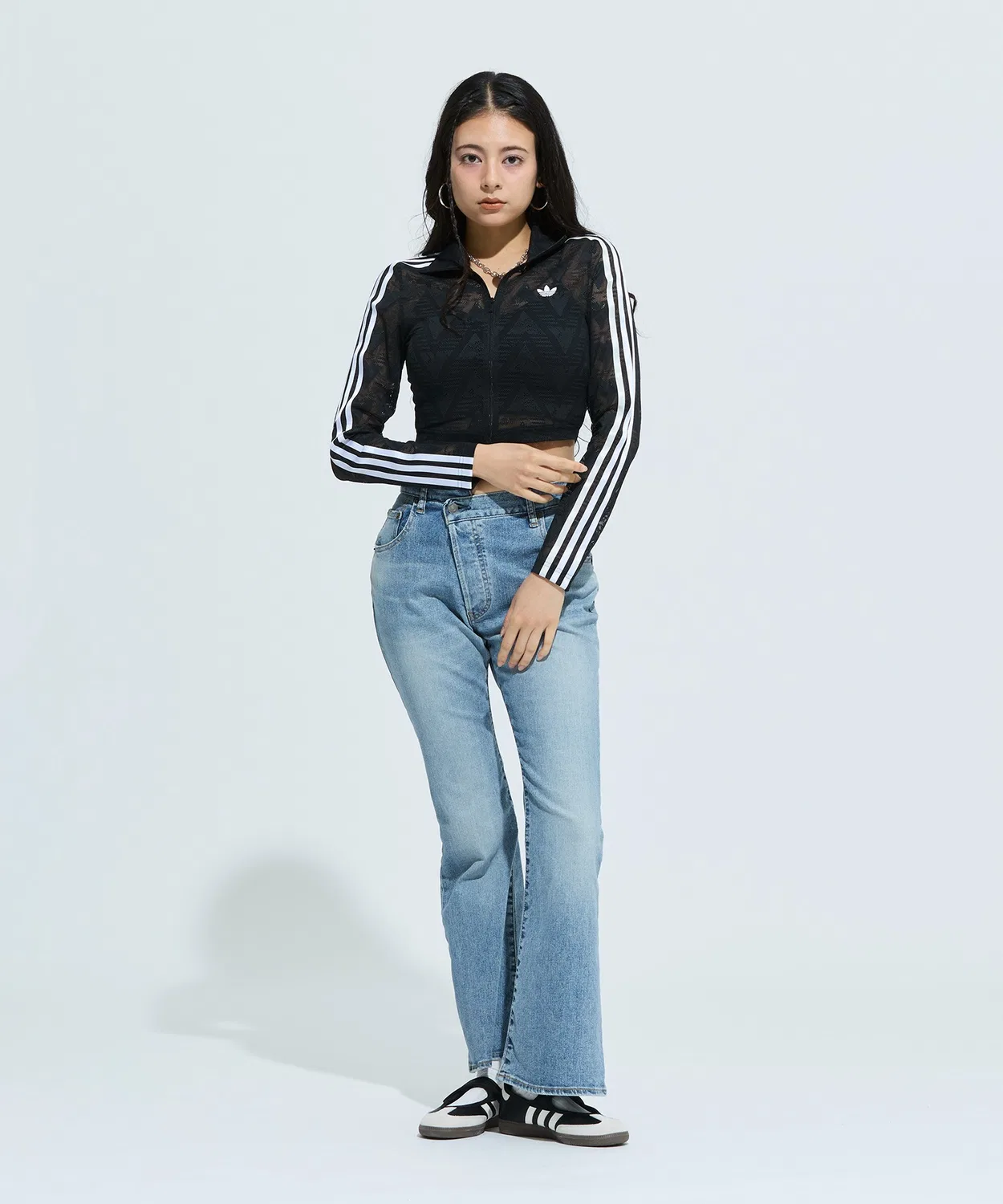 Женский трек-топ с молнией и высоким воротником Firebird Classic Lace Track Top Adidas, Black — фото 2