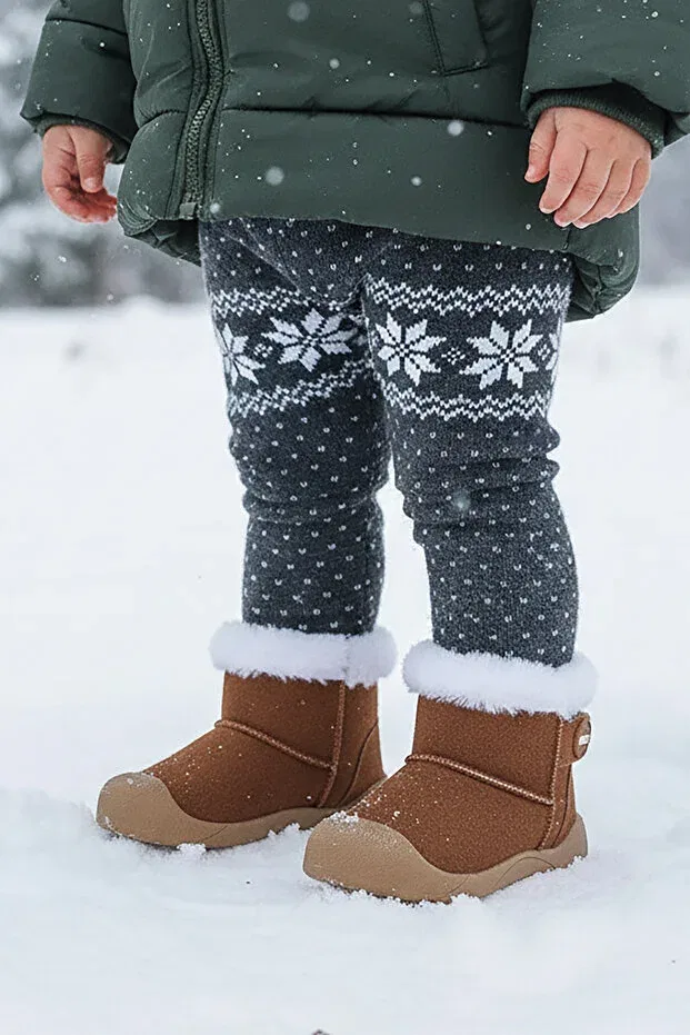 Детские ботинки для девочек на липучке Kiko Kids, Tan Color — фото 3