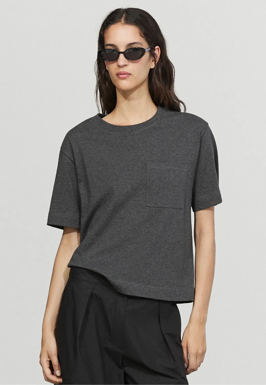 Простая футболка Massimo Dutti, Mottled Grey