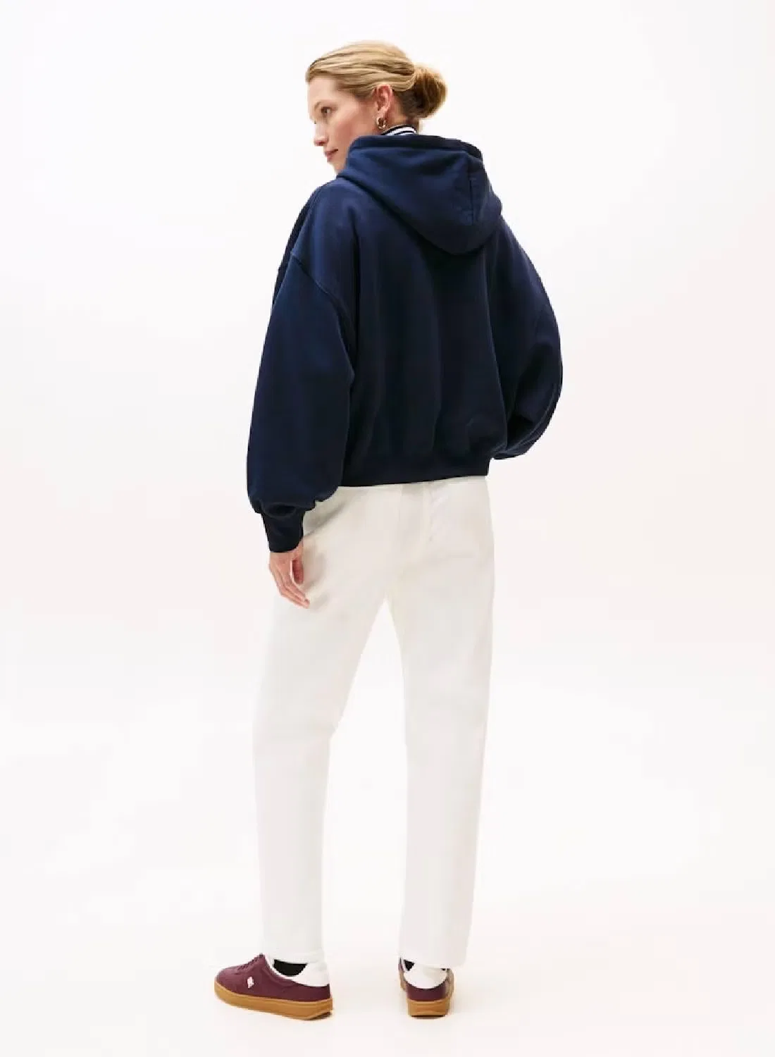 Худи свободное с текстурным логотипом Tommy Hilfiger, темно-синий — фото 2